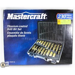 MASTERCRAFT 230PC TITANIUM COATED DRILL BIT SET.