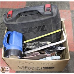 2 BOXES OF ASSORTED TOOLS AND LIGHTS