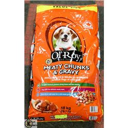 18KG BAG OF OL'ROY MEATY CHUNKS & GRAVY DOG FOOD