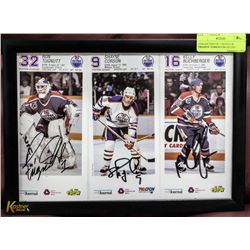 COLLECTION OF 3 SIGNED & FRAMED  EDMONTON OILERS