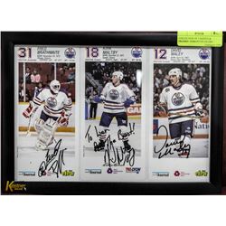 COLLECTION OF 3 SIGNED & FRAMED  EDMONTON OILERS