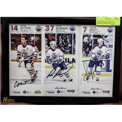COLLECTION OF 3 SIGNED & FRAMED  EDMONTON OILERS