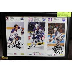 COLLECTION OF 3 SIGNED & FRAMED  EDMONTON OILERS