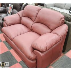 WINE LEATHERETTE 64" LOVE SEAT.