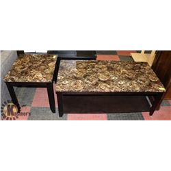 FAUX MARBLE COFFEE (24"X48"X18.5") AND END TABLE