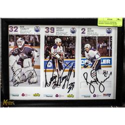 COLLECTION OF 3 SIGNED & FRAMED  EDMONTON OILERS