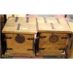 SET OF TWO RUSTIC SOLID WOOD COFFEE