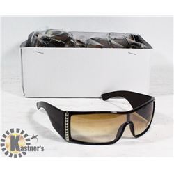 BOX OF TRANSPARENT DARK BROWN DESIGNER SUNGLASSES