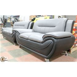 NEW GREY AND BLACK LEATHERETTE 76" SOFA WITH