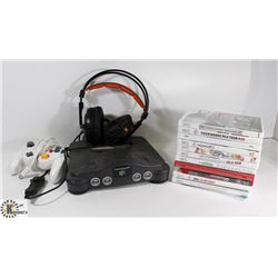 BASKET WITH WII GAMES, CONTROLLER AND