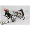 Image 2 : METAL WINE BOTTLE HOLDER MICE PULLING CART