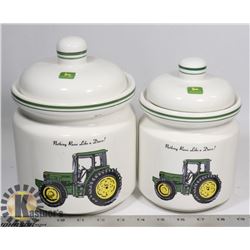 2 VINTAGE JOHN DEERE STORAGE CONTAINERS