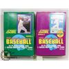 Image 1 : 2 BOXES OF 1991 SCORE BASEBALL CARDS SERIES 1 & 2