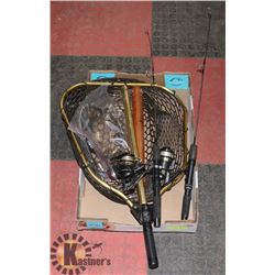 FLAT FULL OF FISHING GEAR INCL. 2 "QUICK"