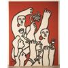 Fernand Leger-Le Joie de Vivre sur Fond Rouge