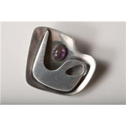 Ed Wiener-Brooch of Silver and Amethyst