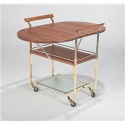 Tommy Parzinger, attributed-Rolling tea cart