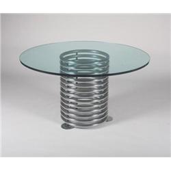 Paul Mayen-Glass dining table with chrome circula