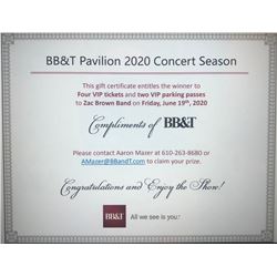 4 VIP tickets with 2 VIP parking passes for Zac Brown Band June 19, 2020