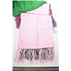 Image 2 : Five quality scarves including Oriental brocade fringed scarf, three fringed silk scarves and a gree