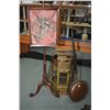 Image 1 : Victorian draft screen with scroll supports fitted with beaded angel panel, Asian brass noodle cooke