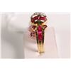 Image 2 : New old stock 18kt yellow gold, ruby and diamond ring. Set with 1.50ct of baguette channel set and r