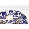 Image 2 : Flow blue and gilt tea set for 6 including cups, saucers, side plates, serving plate, tea pot , crea