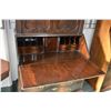 Image 2 : Antique matched grain mahogany drop front secretaire with fitted interior and four serpentine drawer