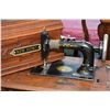 Image 2 : Antique treadle powered New Home sewing machine in oak and metal cabinet plus a non-matching barley 