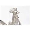 Image 2 : White metal standing rooster 9 1/2" in height and a Oriental inlaid purple clay teapot with jade spo