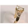 Image 2 : New old stock 10kt yellow gold, green topaz and diamond ring. Set with 4.25ct very light green topaz