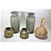 Image 1 : Two 14" clay vase, a pair of 5 1/2" clay pots and a 12" glazed pottery vase