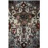 Image 2 : 100% handmade wool Mehraban scatter rug with overall floral design, cream background and highlights 