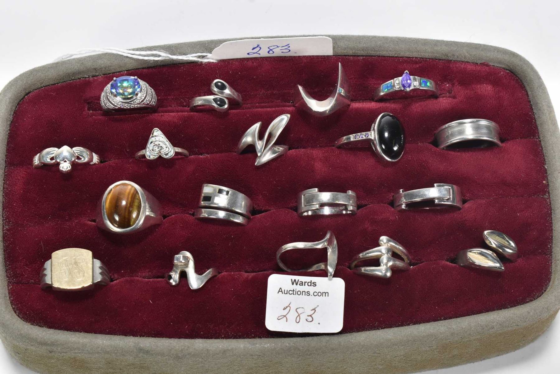 Silver Collector Rings Tray lot of vintage and collectible sterling silver rings including ...