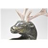 Image 2 : Soapstone carving of caribou with bone antlers, signed in syllabics by artist Short Killiktee (1949-