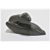 Image 1 : Inuit stylized soapstone anthropomorphic loon carving 7" in length with artist initials on base