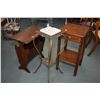 Image 1 : Art deco single drawer side table, a walnut end table with magazine storage and a cast fern stand wi