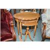 Image 1 : Set of three mahogany nesting table, the smallest of which is center pedestal with brass capped feet