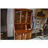 Image 2 : Semi contemporary drop front secretaire with glass door display top section and cupboards below made