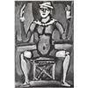Image 2 : Framed black-line woodcut print "Clown Assis" by Georges Rouault.