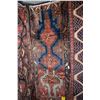 Image 1 : 100% handmade wool Hamadan carpet with decorative Al-Quds stars in a triple medallion, red backgroun