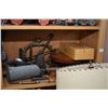 Image 2 : Selection of vintage collectible tools including large wood plane, shoe lathes, grain scale, chisels
