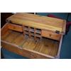Image 2 : Antique Quebec pine flip top writing desk with fitted interior and a spindle back arm chair