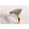 Image 2 : New old stock 10kt yellow gold, green sapphire and diamond ring. Set with 1.20ct of square mixed sha