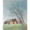 Image 8 : Four framed original watercolour paintings including a homestead 7" X 10", trees on a shoreline 12" 