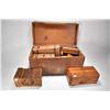 Image 2 : Large selection of wooden boxes including small trunk, jewellery boxes etc. plus a four tier wall mo