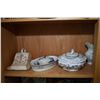 Image 2 : Shelf lot of collectibles including lidded tureen, cheese keep, Aynsley and Adderley tea cups and sa