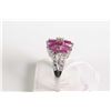 Image 2 : New old stock 10kt white gold, ruby and diamond accent ring. Set with 2.50ct of pear shaped and marq