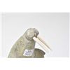 Image 2 : Carved soapstone sculpture of a performing walrus, by artist Johnny Lee Pudlat, 8 1/2" high.