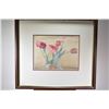 Image 2 : Framed original watercolour painting of peach tulips, signed by artist 12" X 15" and pink tulips pri
